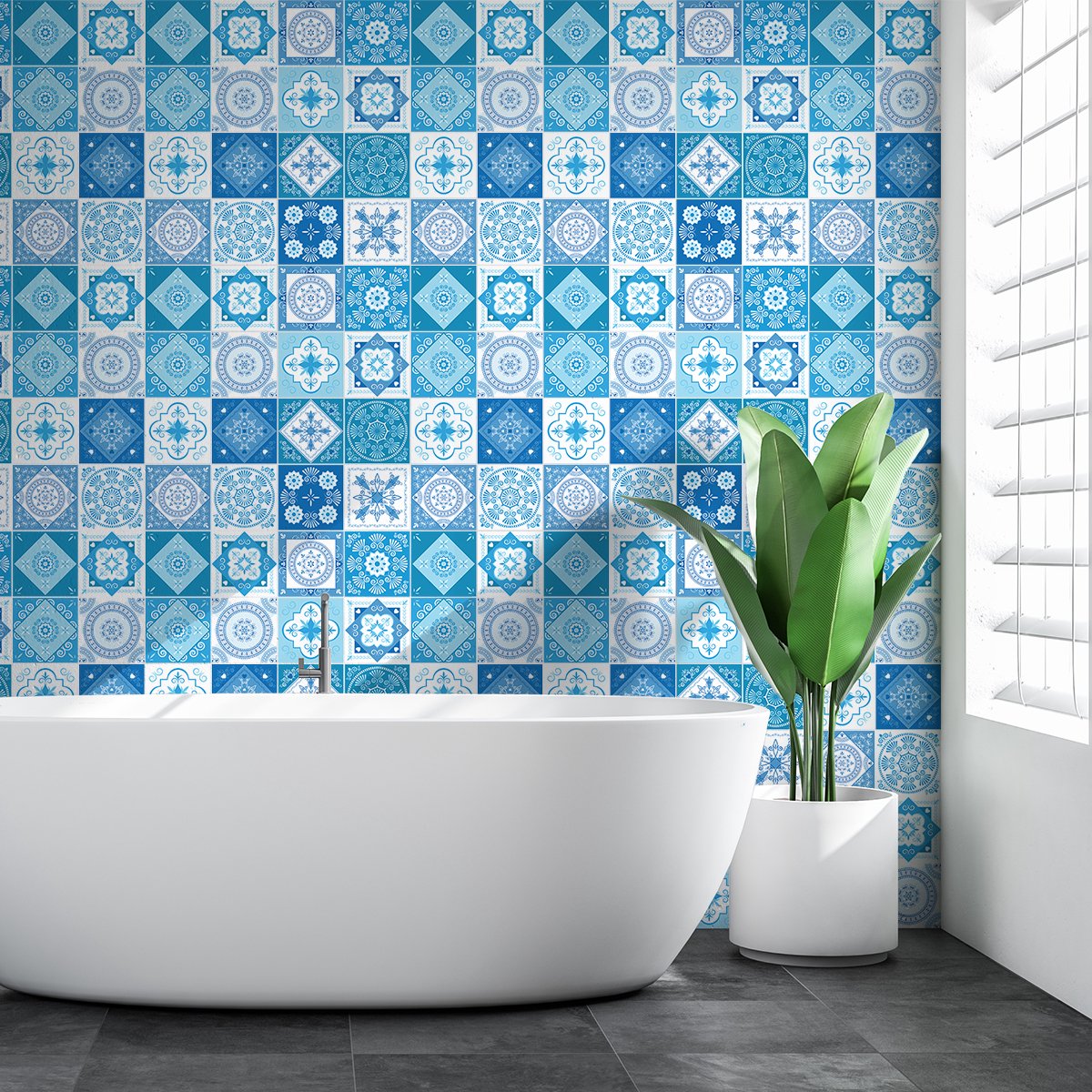 Ambiance Sticker Zelfklevende tegelmuurstickers voor keuken en badkamer - 30 ANGELA AZULEJOS TEGELSTICKERS - 30 stickers 20x20cm Multi color