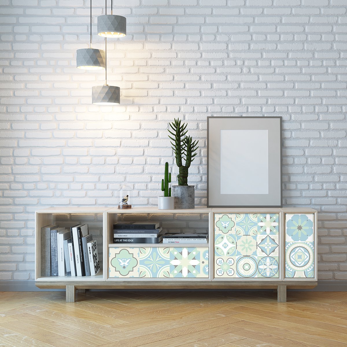 Ambiance Sticker Meubeldecoratiestickers - Zelfklevende stickers voor keuken en woonkamer - 30 JULIOTINO Cementtegel meubelstickers - 30 stickers 20x20cm Multi color