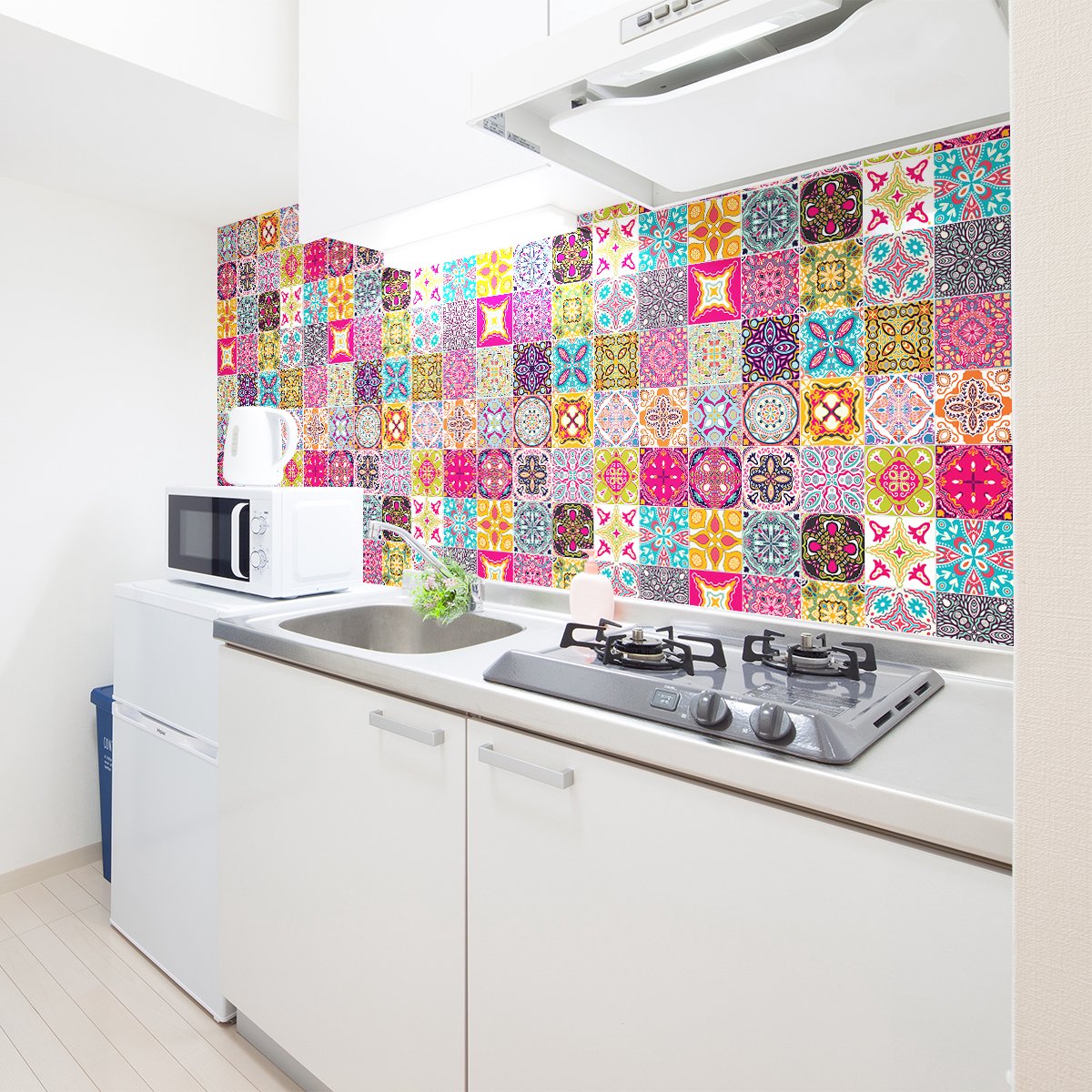 Ambiance Sticker Zelfklevende tegelmuurstickers voor keuken en badkamer - 60 Azulejos Amarilis tegelstickers - 60 stickers 20x20cm Multi color