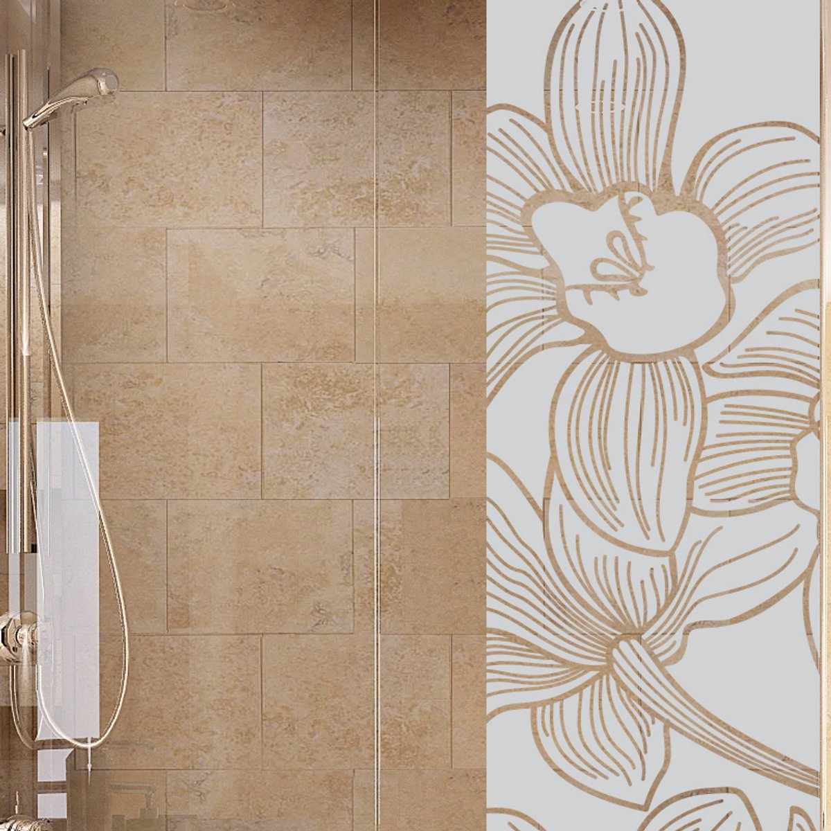 Ambiance Sticker Privacy Raamfolie - Orchidee Bloem 1 - Zelfklevende Raamfolie voor Ramen & Douchedeuren - 55x185cm Beige
