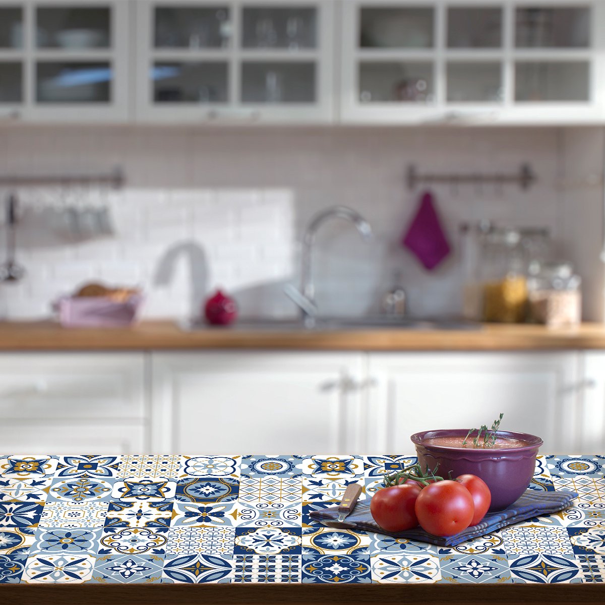 Ambiance Sticker Meubeldecoratiestickers - Zelfklevende stickers voor keuken en woonkamer - 30 ZORA meubeltegelstickers - 30 stickers 15x15cm Multi color
