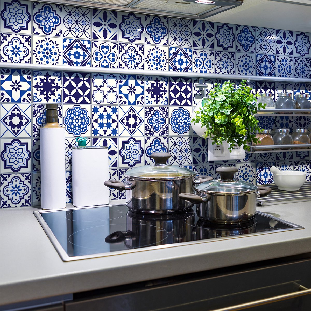 Ambiance Sticker Zelfklevende tegelmuurstickers voor keuken en badkamer - 24 EUSEBIO Azulejos tegelstickers - 24 stickers 15x15cm Multi color