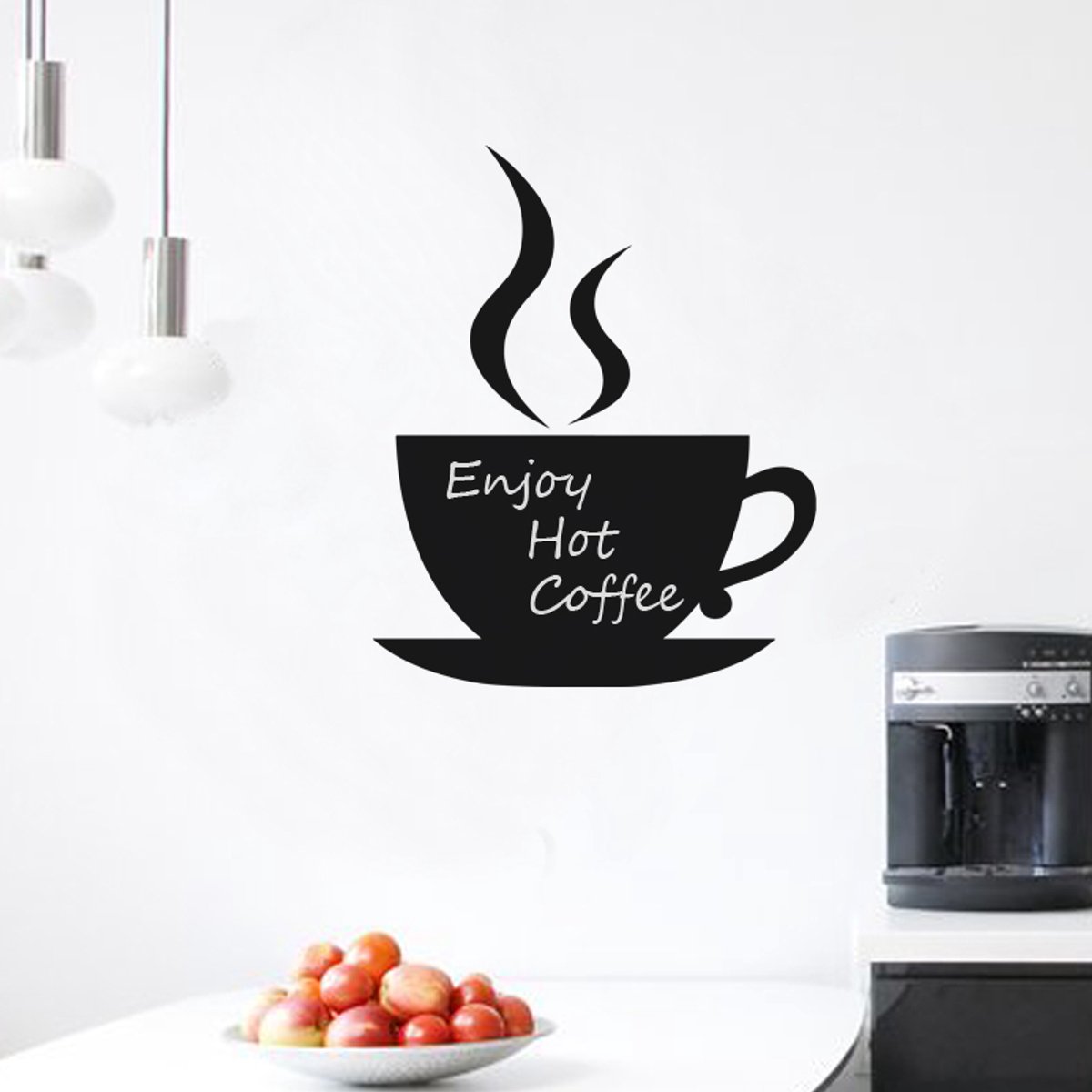 Ambiance Sticker Schoolbordsticker - uitwisbare zelfklevende muurstickers - KOFFIEBEKER - 115x95cm Multi color