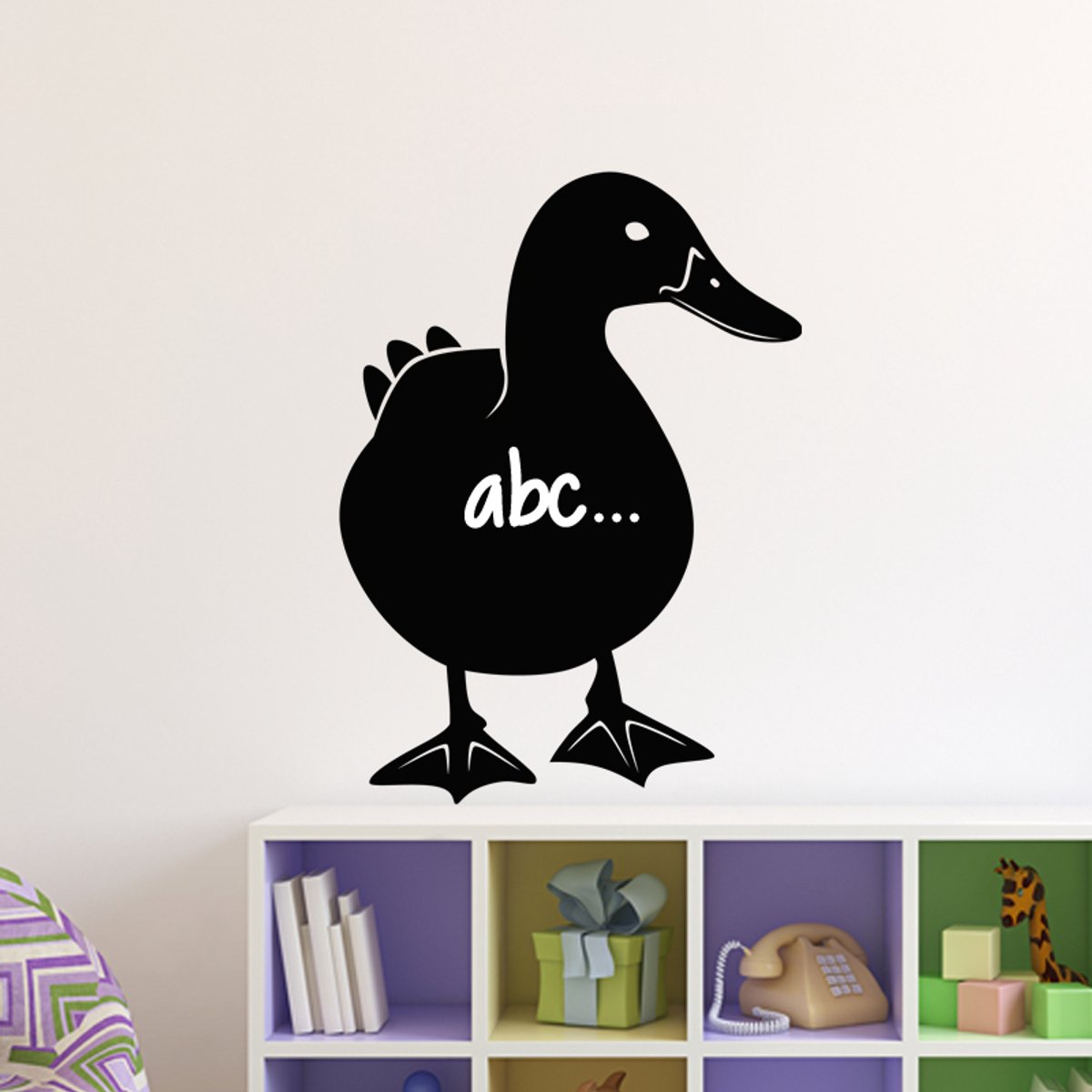 Ambiance Sticker Schoolbordsticker - uitwisbare zelfklevende muurstickers - EENDENSILHOUET - 135x100cm Multi color