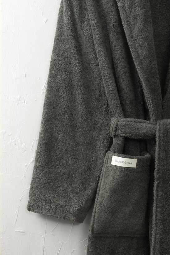 L&G - Unisex Badjas - 100% Katoen Badjas - XL - Antraciet - Katoen badstof - Ochtendjas -Sjaalkraag - Badjas dames - Badjas heren - Badjas dames en heren - Maat XL