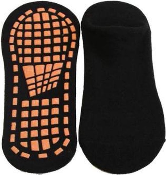 CHPN - Sneakersokken - Anti-slip sokken - Yoga sokken - Trampolinesokken - Zwarte sokken met anti slip zool - Zwart/oranje - Maat 39/43 van Merkloos — afbeelding 2