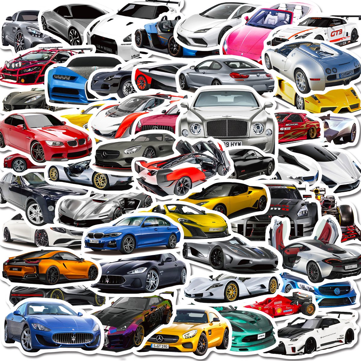 Auto Stickers 50 Stuks | Sportauto Stickers | Thema Auto's | Laptop Stickers | Decoratie | Stickers Kinderen | Stickers Volwassenen | Stickervellen | Plakstickers | Race Auto Stickers | Stickers Bullet Journal | Planner Stickers — afbeelding 3