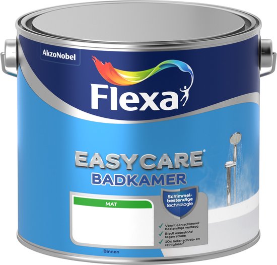 Blik Flexa Easycare Badkamer verf in de kleur Wit Golven. Mat, 1 liter. Met schimmelbestendige technologie.