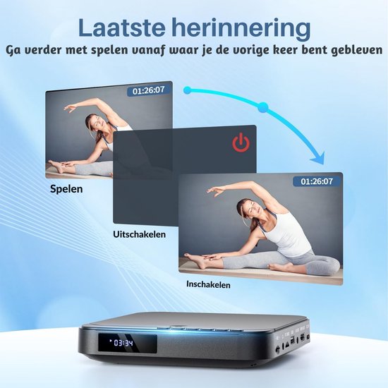 DVD Speler met HDMI - Externe DVD Speler 1080P - Blu Ray Spelers - Portable - Zwart — afbeelding 2