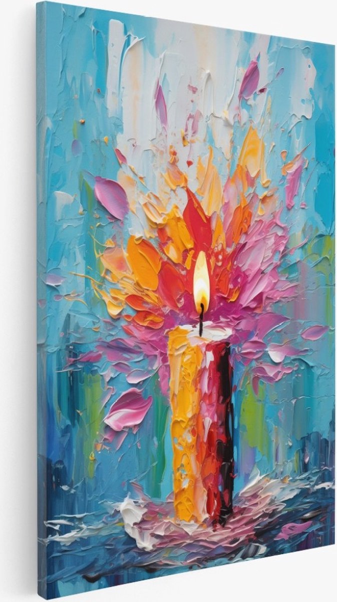 Saammp Canvas Schilderij - Abstract - Kaars - 50x70 - Foto op canvas - Wanddecoratie - Muurdecoratie Woonkamer - Slaapkamer decoratie - Canvas Print Multicolor