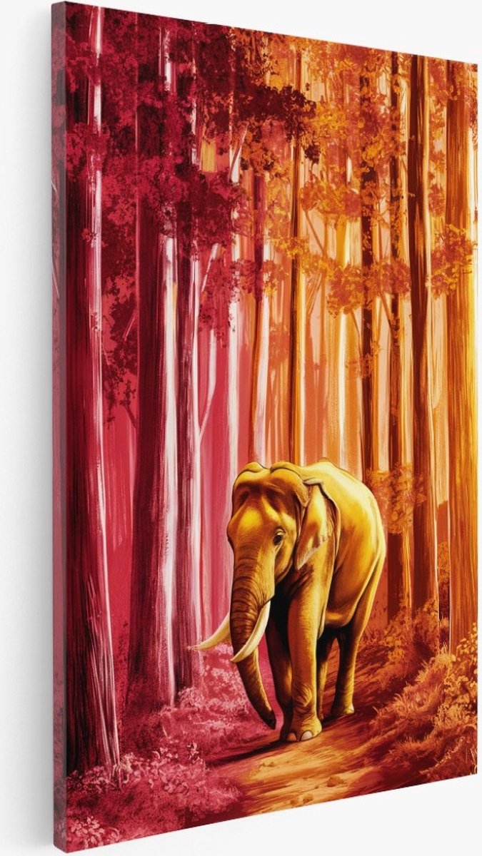 Saammp Canvas Schilderij - Bloemen - Olifant - Abstract - 30x45 - Foto op canvas - Wanddecoratie - Muurdecoratie Woonkamer - Kantoor Decoratie Multicolor
