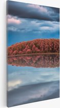 Saammp Canvas Schilderij - Groot meer bij een bos - Landschap - Natuur - 60x90 - Foto op canvas - Wanddecoratie - Muurdecoratie Woonkamer - Slaapkamer decoratie - Canvas Print