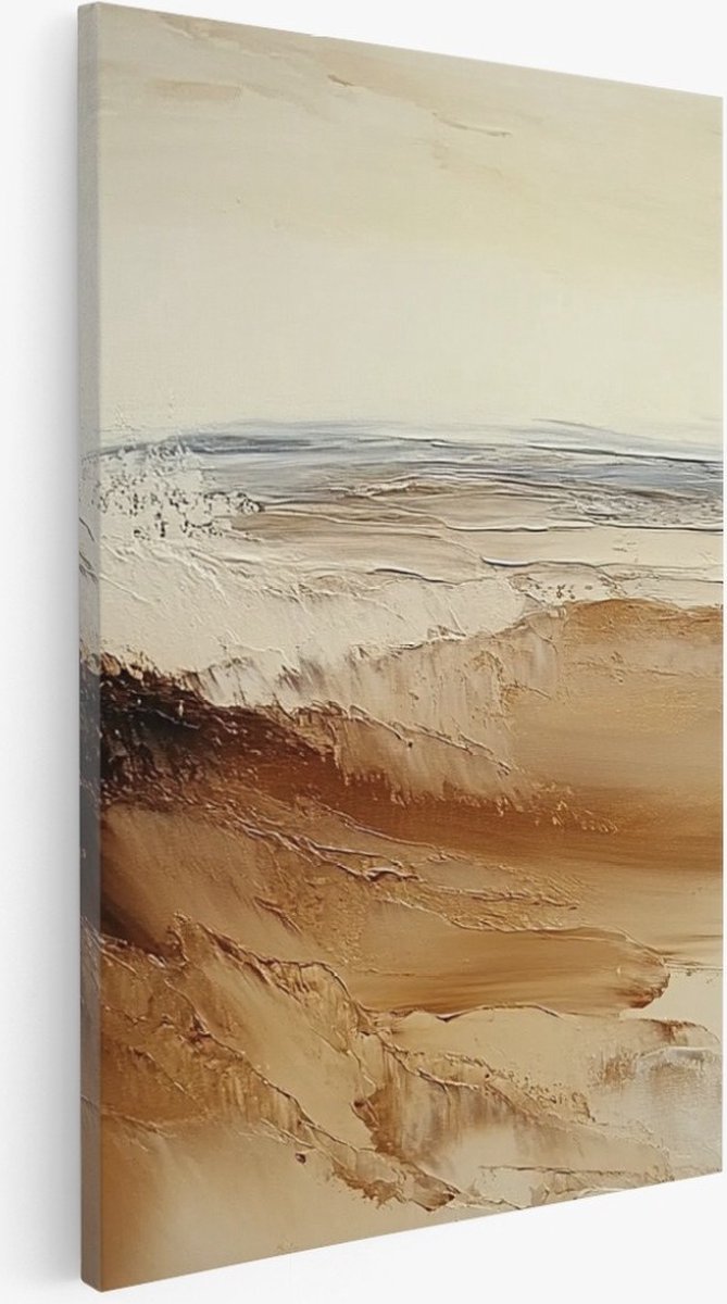 Saammp Canvas Schilderij - Minimalistisch - Beige - Abstract kunstwerk - 80x120 - Foto op canvas - Wanddecoratie - Muurdecoratie Woonkamer - Slaapkamer decoratie - Canvas Print Multicolor