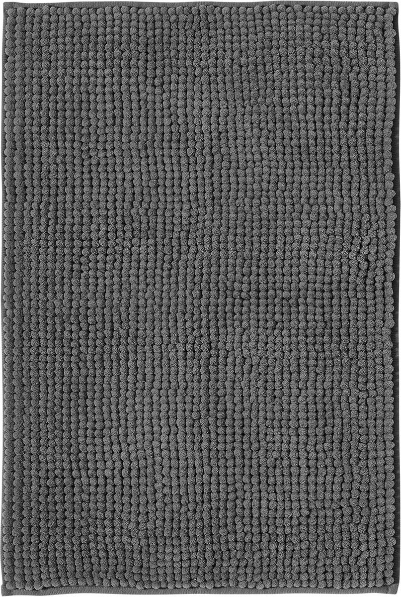 Badmat Anti-Slip av soft Chenille | Super absorberend en machinewasbaar | Te combineren als badmat set | Voor de badkamer, douche, bad of als WC mat | Donker Grijs - 50x80 cm