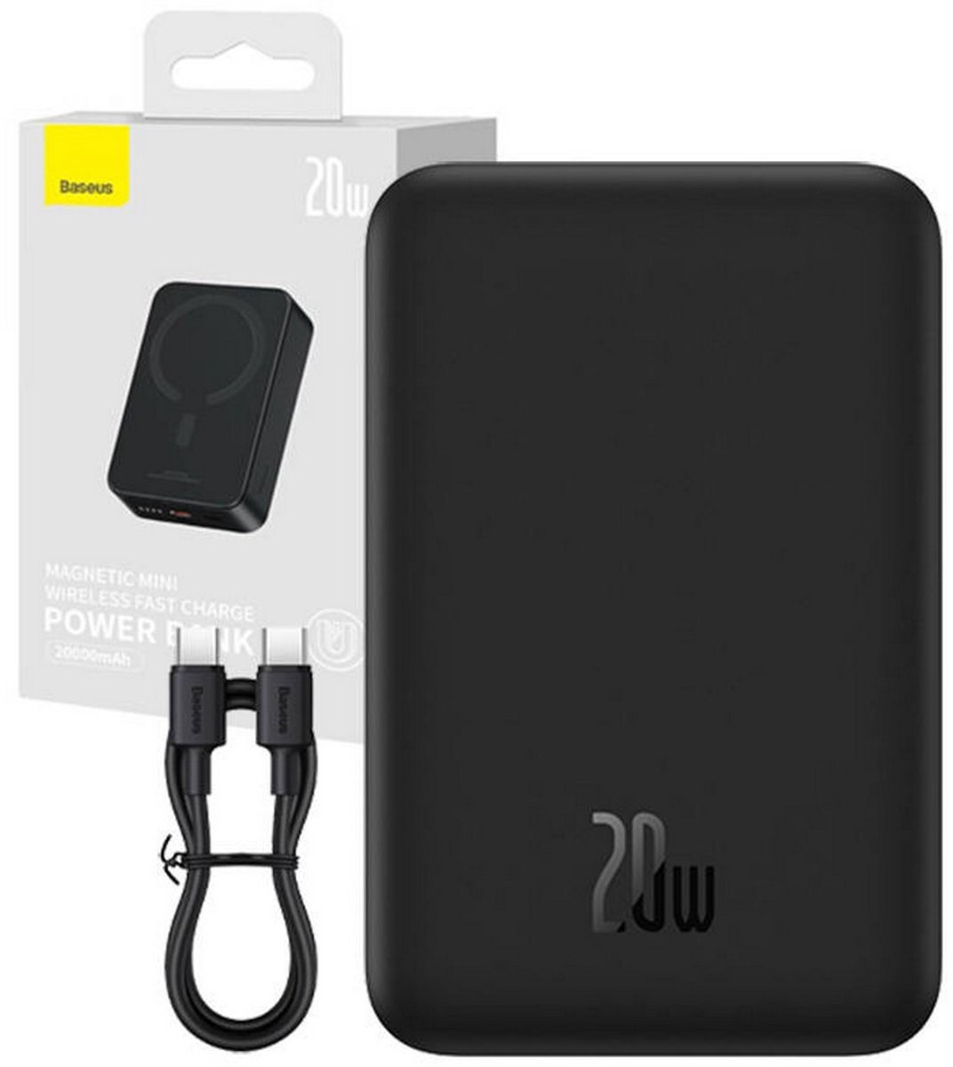 Baseus Powerbank 20.000 mAh Zwart met MagSafe en 20W USB-C