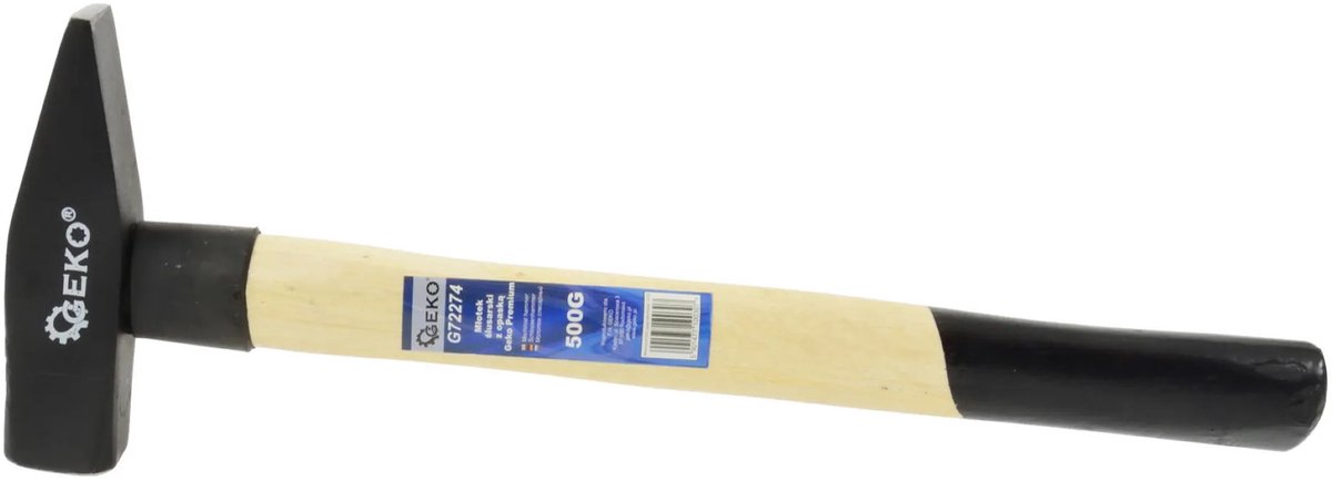 GEKO Machinist hamer - 500g - ergonomisch houten handvat - robuust staal