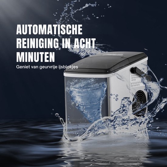 Met Schoonmaak functie - Professionele Ijsblokjesmachine - Ijsblokjesmaker - Zwart van Tectake — afbeelding 2