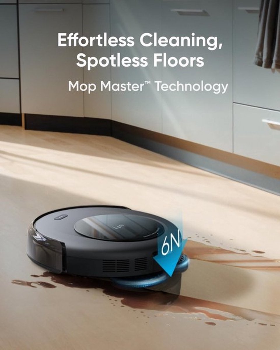 eufy Clean Omni C20 Robotstofzuiger met reinigingsstation en Vervangingssets - Robot Vacuum - 7.000 Pa Zuigkracht, Ronddraaiende Dweilpads, Met Objectdetectie, 8,5 cm Ultraplat Design, Zwart — afbeelding 7