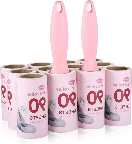 Pluisroller, 10 rollen extra kleverige lintroller, dierenhaarverwijderaar, extra kleverige pluisroller met 2 dispensers voor dierenharen, kleding, bank, bed, kattenharen, hondenharen (60