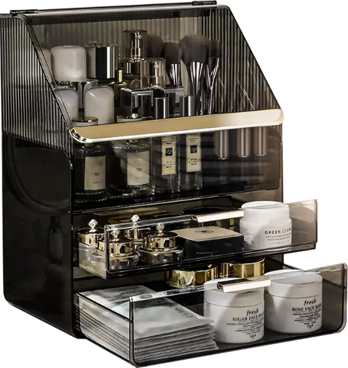 La'Moussawi ® Ruime Make-up Organizer met Lade en Deksel voor Cosmetica en Sieraden