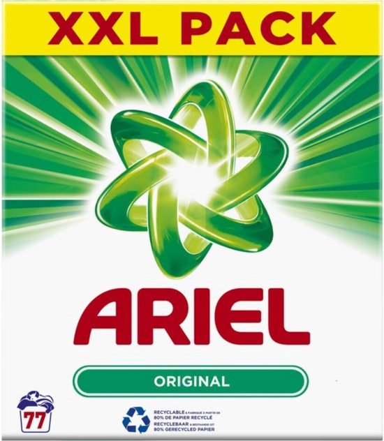 Ariel Original XXL - Lessive en Poudre - Lessive Witte et Claire - 77 Lavages