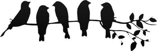 Vogels sur branche décoration murale décoration murale en métal fer 5 oiseaux noir sculpture creuse décor ornement suspendu rustique panneau suspendu pour salon bureau maison