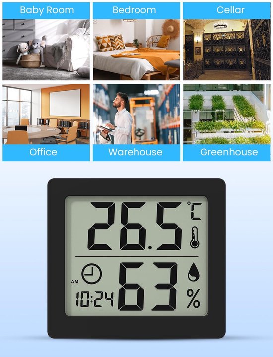 Digitale Temperatuur- En Vochtigheidsmeter Thermometer Hygrometer Wandgemonteerde Klok Voor Tijdweergave Led Klok Met Groot Scherm Digitale Temperatuur- En Vochtigheidsmeter Thermometer Hygrometer Wandgemonteerde Klok Voor Tijdweergave Led Klok Met Groot Scherm