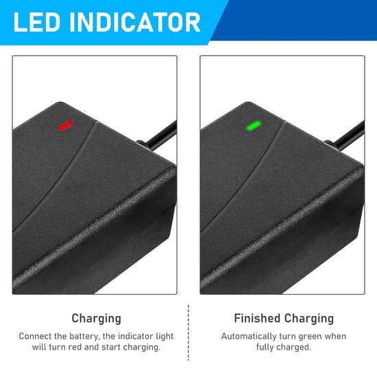 Xahpower Hoverboard Charging Cable 42V 2A E-Scooter Charger Compatible with Electric Self-Balancing Scooter Electric Scooter with 36V Lithium Batteries