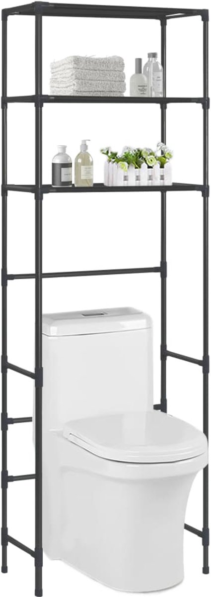 Wasmachine rek - Ombouw - Kast - Opbouwmeubel - Verhoger - Wasmachine meubel - Opbergkast - Ijzer - Zwart