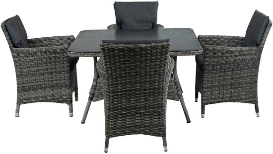 Foto: 5 delige tuinset 4 verone tuinstoelen ash grey tuintafel dublin 115x115cm ash grey