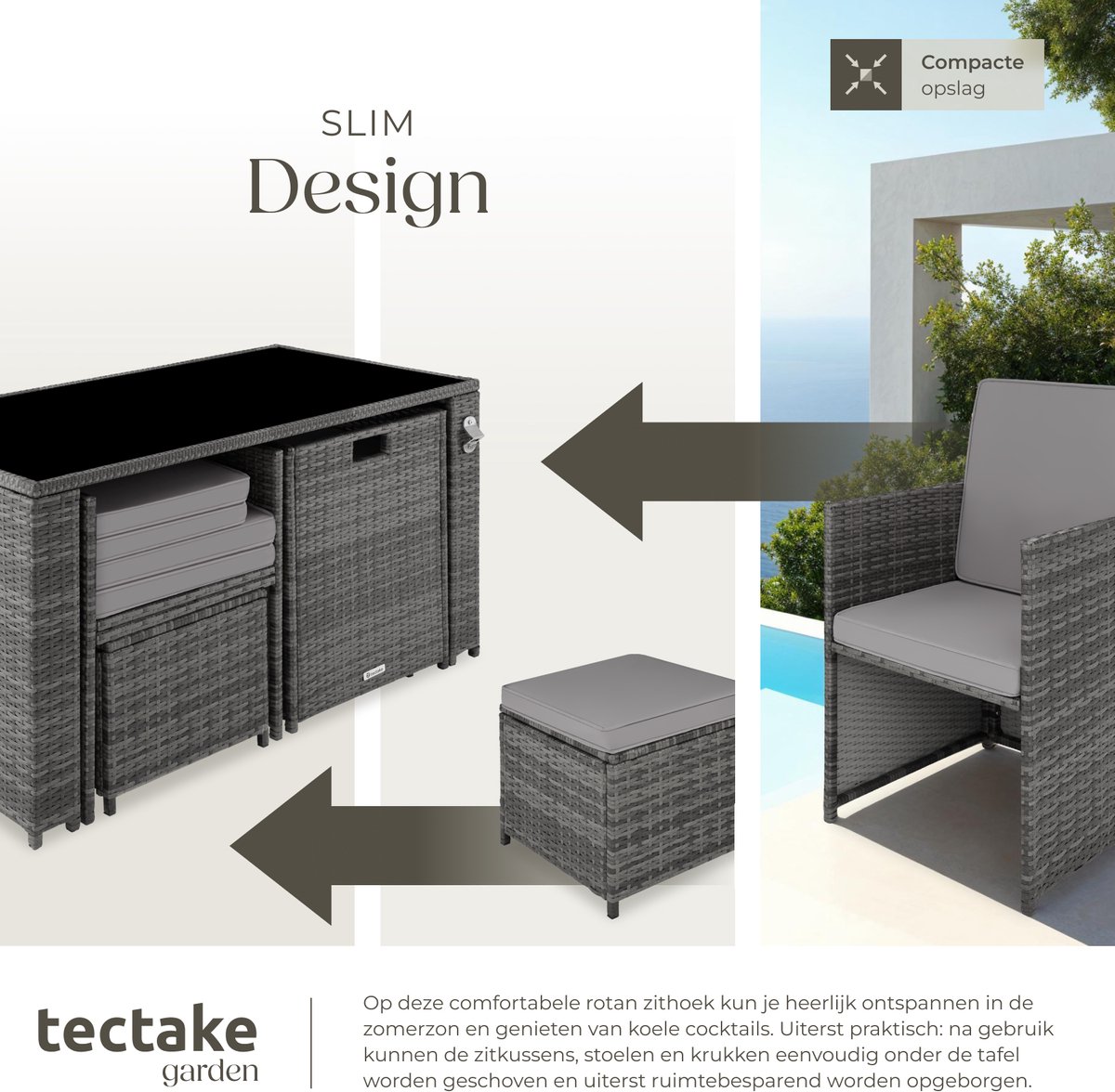 tectake tectake Wicker Loungeset - afbeelding 3