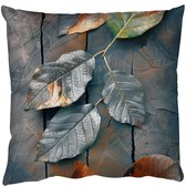 Sierkussens - Kussentjes Woonkamer - 40x40 cm - Bladeren - Herfst - Grijs - Natuur