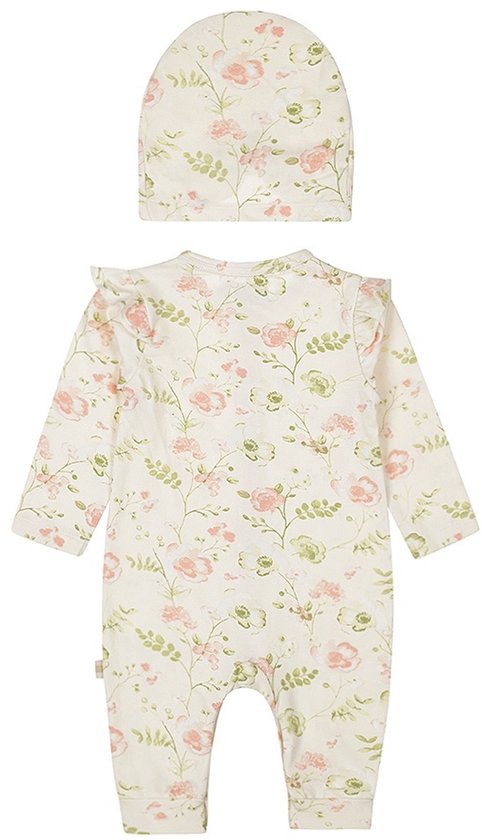 Dirkje Baby Meisjes Boxpak LS Muts Off white Bloemetjes