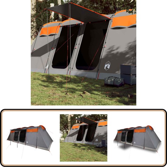 Tunneltent 7-persoons waterdicht grijs en oranje kopen Tunneltent 7-persoons waterdicht grijs en oranje kopen