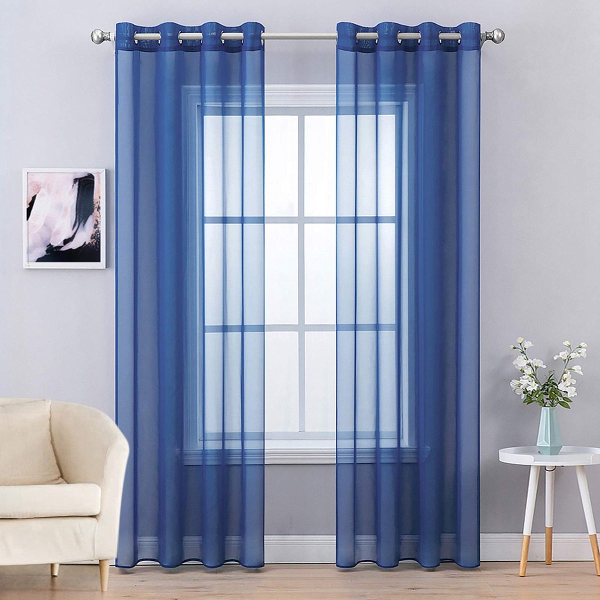 My Ninki ® Transparante Gordijnen Set van 2 met Inslagringen voor Woonkamer en Slaapkamer