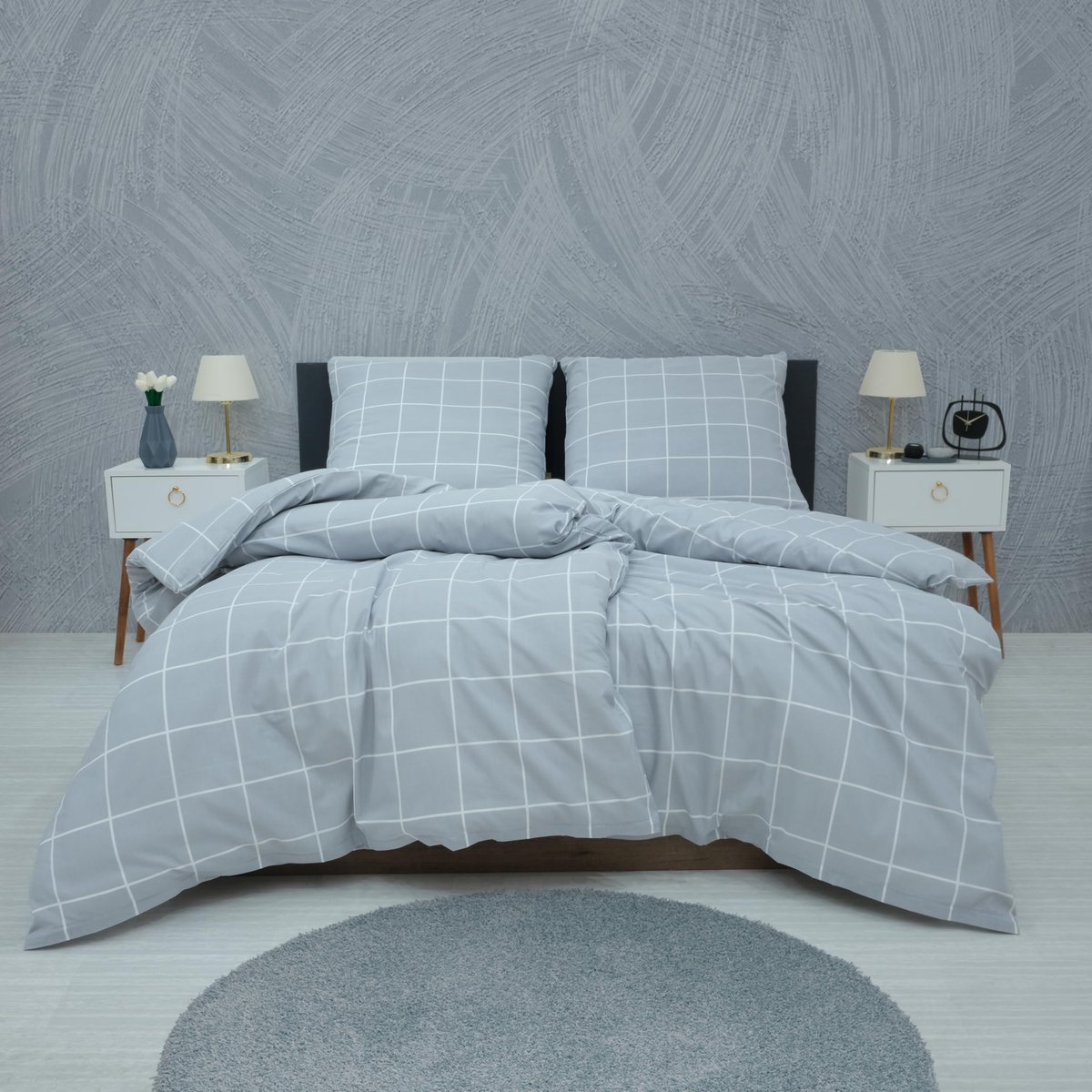 My Ninki ® Stijlvol 4-delig Beddengoedset van 135 x 200 cm met Ritssluiting en Kussenslopen Grijs