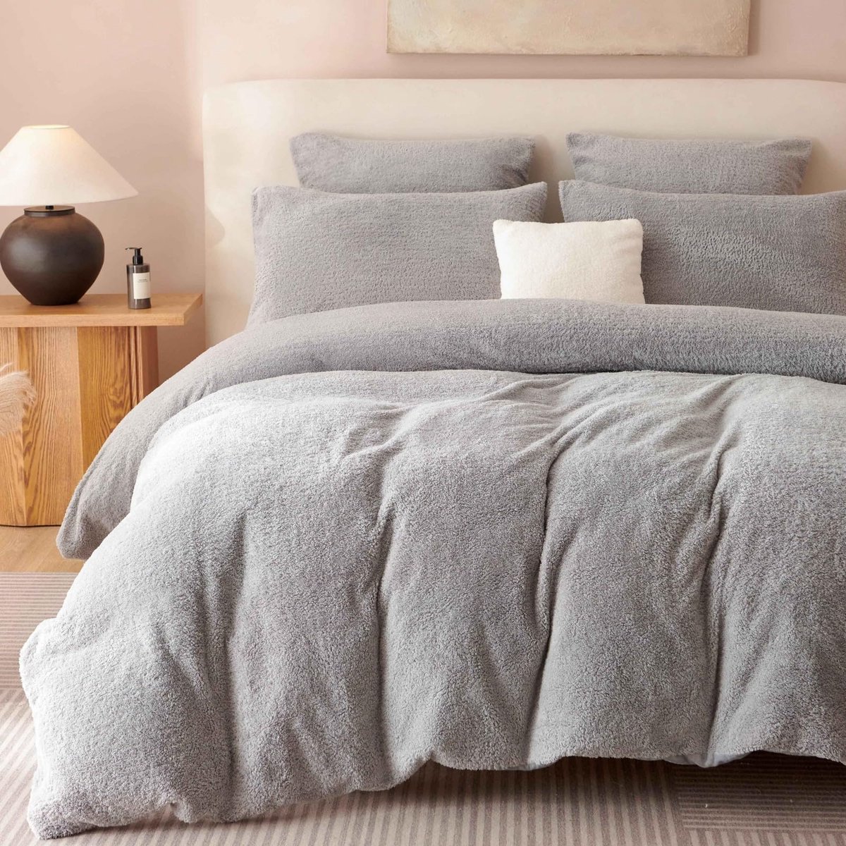 My Ninki ® Warme Pluche Beddengoedset voor Wintercomfort, 4-delige Set met Fluwelen Flanel en Teddy Fleece 135 x 200 cm