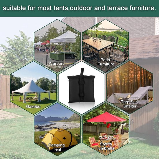 Set van 4 paviljoen, zandzakken, paviljoenpoten, hoogwaardig, paviljoen, zandzakken voor pop-up paviljoen, gewichten voor paviljoen, vouwpaviljoen, tuintenten, waterdicht (zwart) van Relaxdays — afbeelding 2