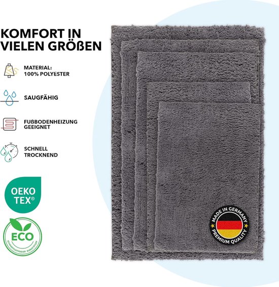 SKY Tapis de Badmat - Sky Soft - Tapis de Douche - Antidérapant - Gris Foncé - 80 x 150 cm