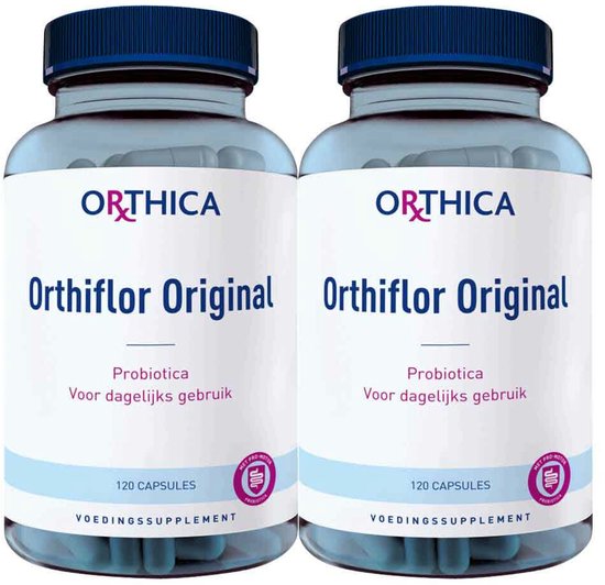 Twee potten Orthiflor Original, elk met 120 capsules.