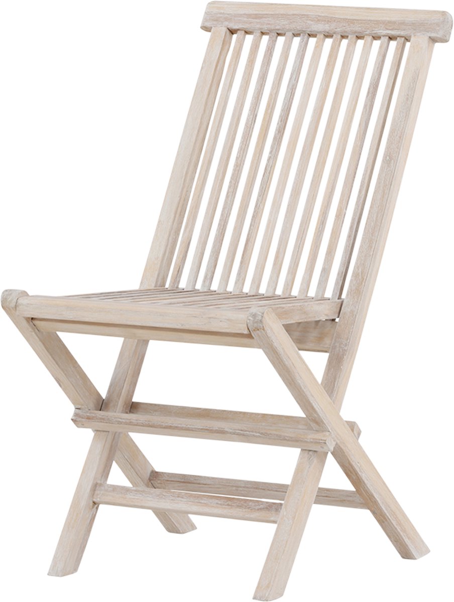 Nest outdoor Jildou inklapbare houten tuinstoel whitewash - Buiten - Teakhouten
