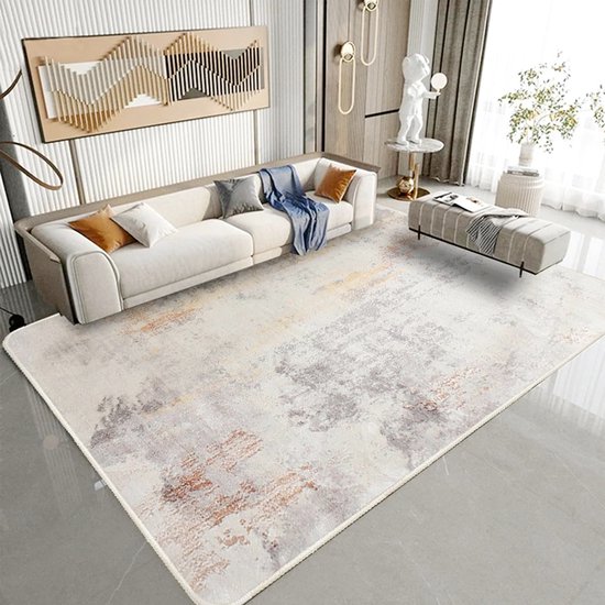 Vloerkleed, 8 x 10 cm, machinewasbaar, antislip, laagpolig, westers vloerkleed voor woonkamer, slaapkamer, entree, donkerblauw