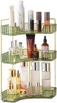 Hoek Badkamer Organizer met 3 Niveaus - Make-up Organiser voor Badkamer - Huidverzorging en Cosmetica Rek - Opbergrek voor Toiletartikelen, Lotions en Parfums - Groen