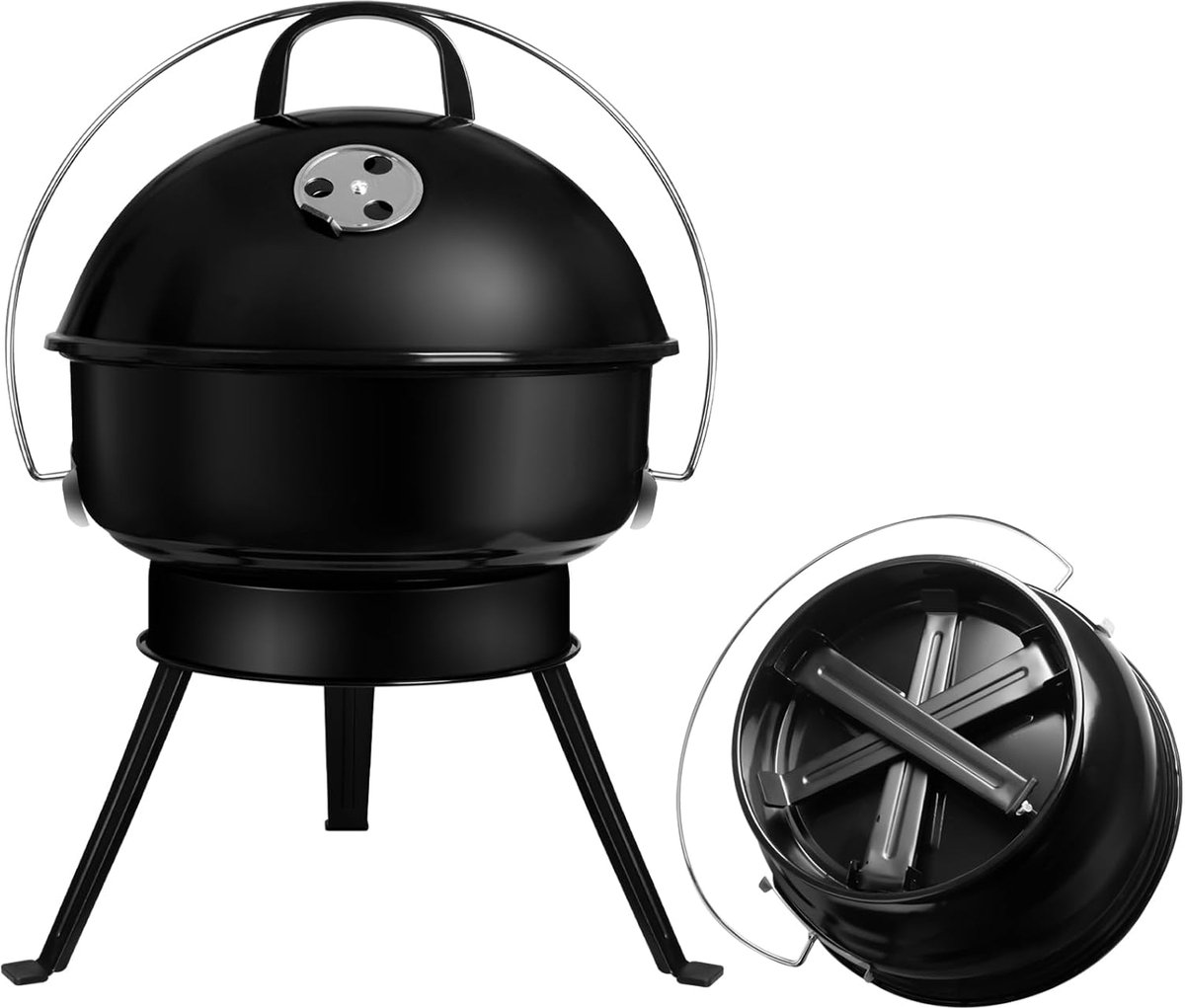 Houtskoolgrill klapgrill - draagbare campinggrill voor 2-4 personen met deksel