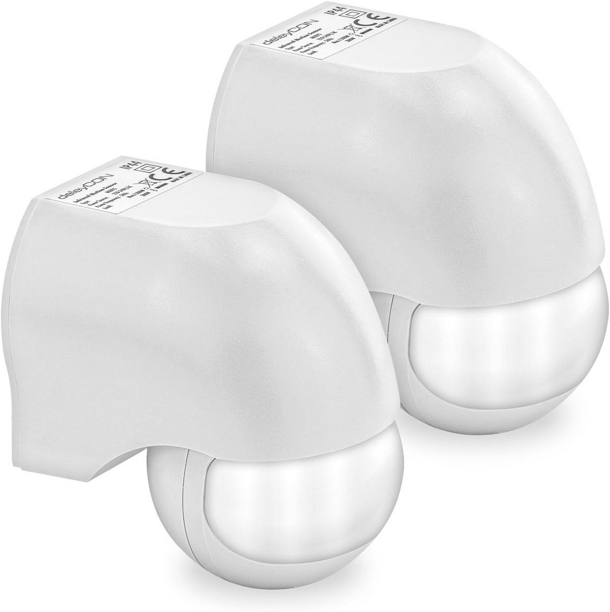 Infrarood Bewegingsmelder 2x - Spatwaterdicht, Draaibaar & Kantelbaar - Voor Binnen en Buiten, 180° Detectiebereik, 12m Reikwijdte