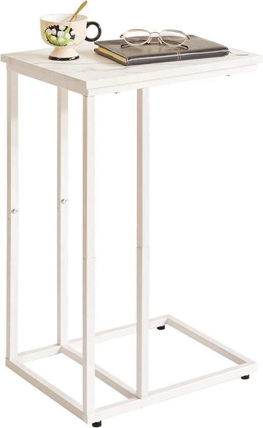FATIVO Bijzettafel, rond, marmer, wit, 2 planken, woonkamertafel