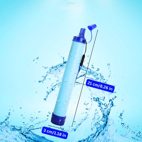 PrepWise Water Filter Survie - Lifestraw - Set de 4 - Appareils de purification d'eau - Système de filtre à eau - Pour emballage d'urgence et situations d'urgence - 6000 L au total