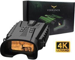 Verranox® Full-Color Nachtkijker Zwart - Nachtkijker met infrarood - Verrekijker- 4K ULTRA HD VIDEO - 128GB Micro SD kaart - Mini Tripod- Night vision- 5200mAh Accu- Digitale Verrekijker