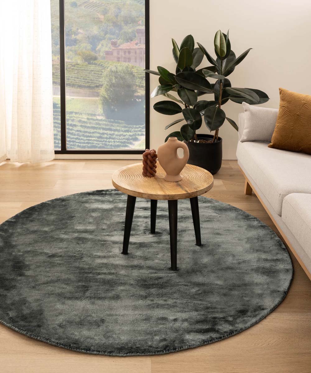 Viscose vloerkleed rond - Pearl blauw 300