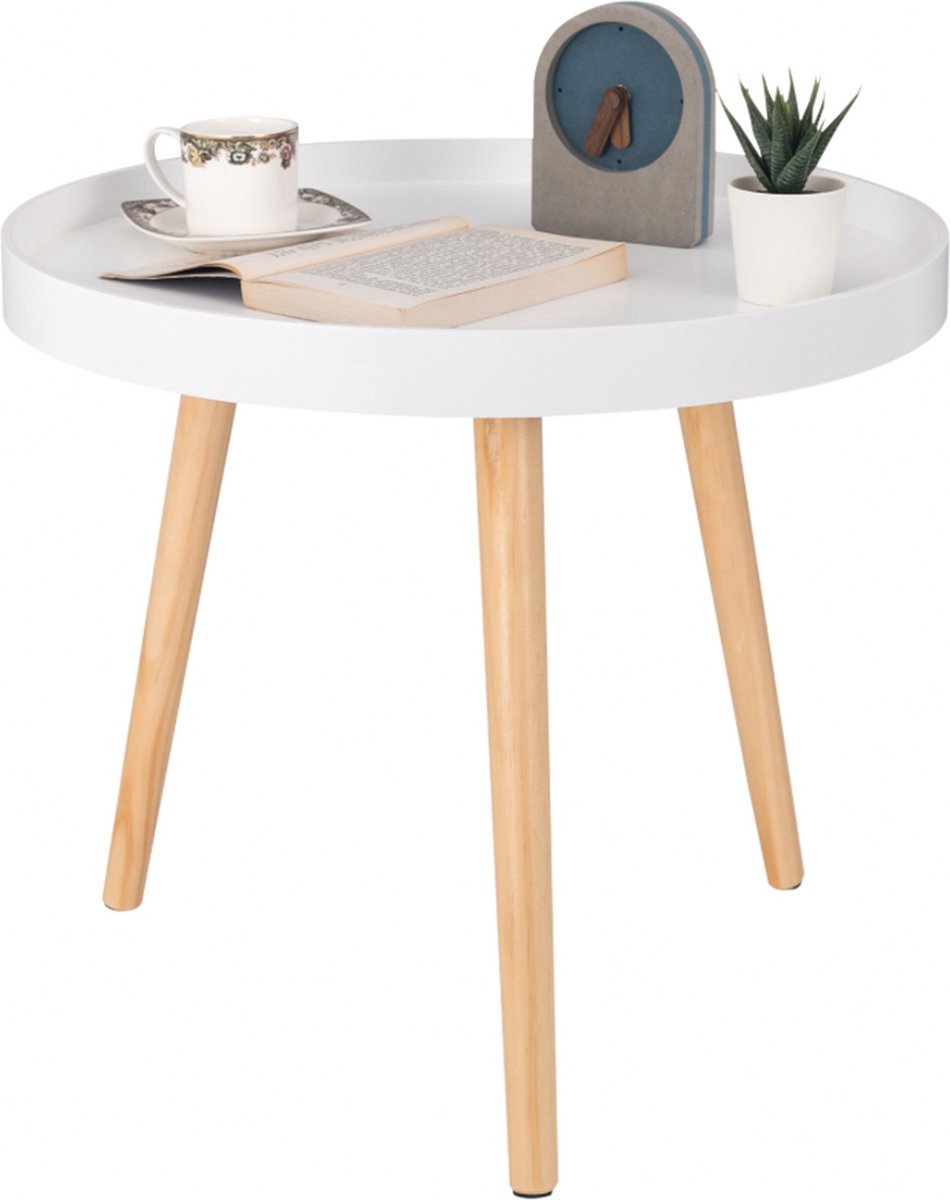 Bolt Edge Bijzettafel - Rond - Koffietafel - Modern Ontwerp - 50x44cm Wit